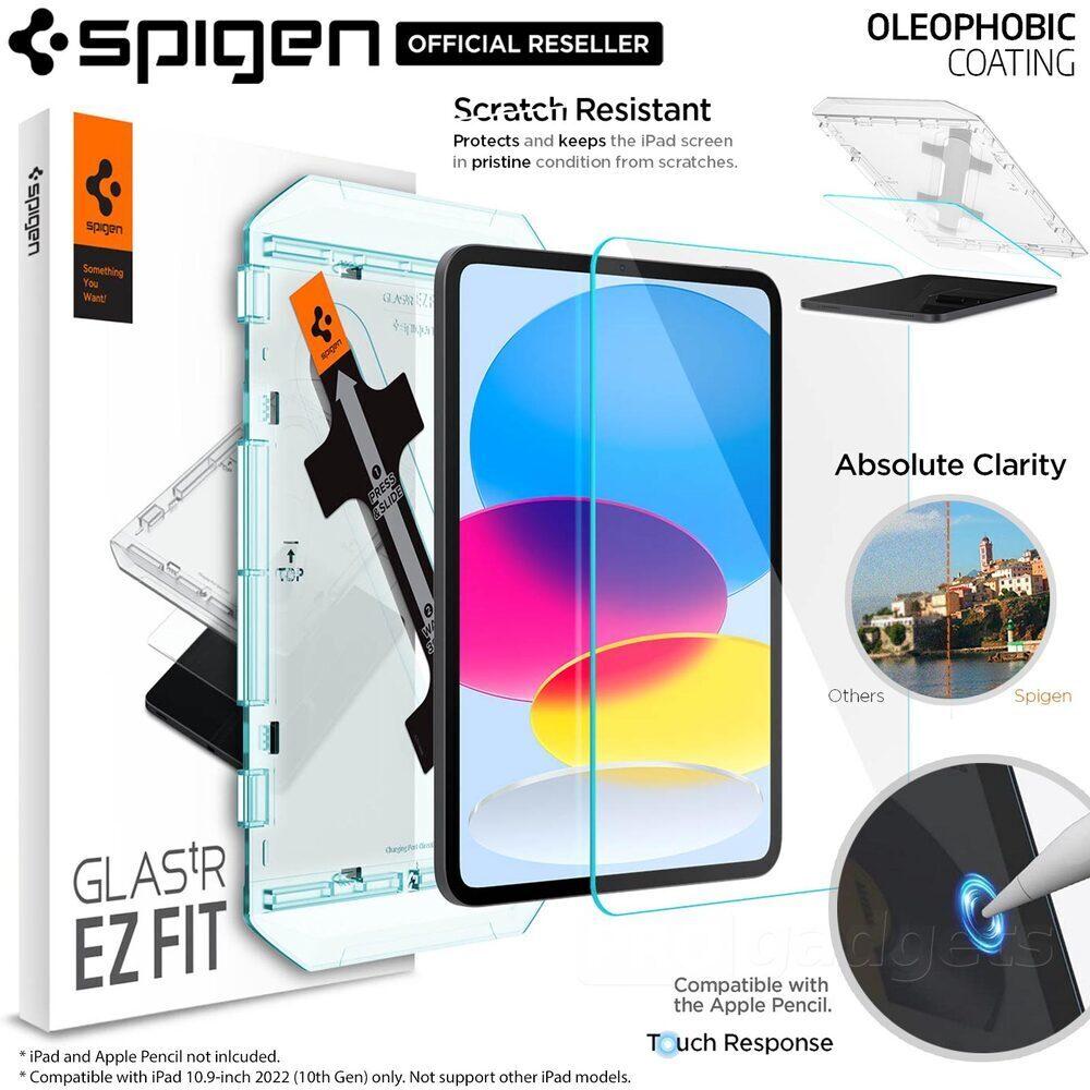 Spigen Tempered Glass Screen Protector [GlasTR EZ Fit] Designed for iPad  10th Generation 10.9 inch (2022) [9H Hardness/Case-Friendly]