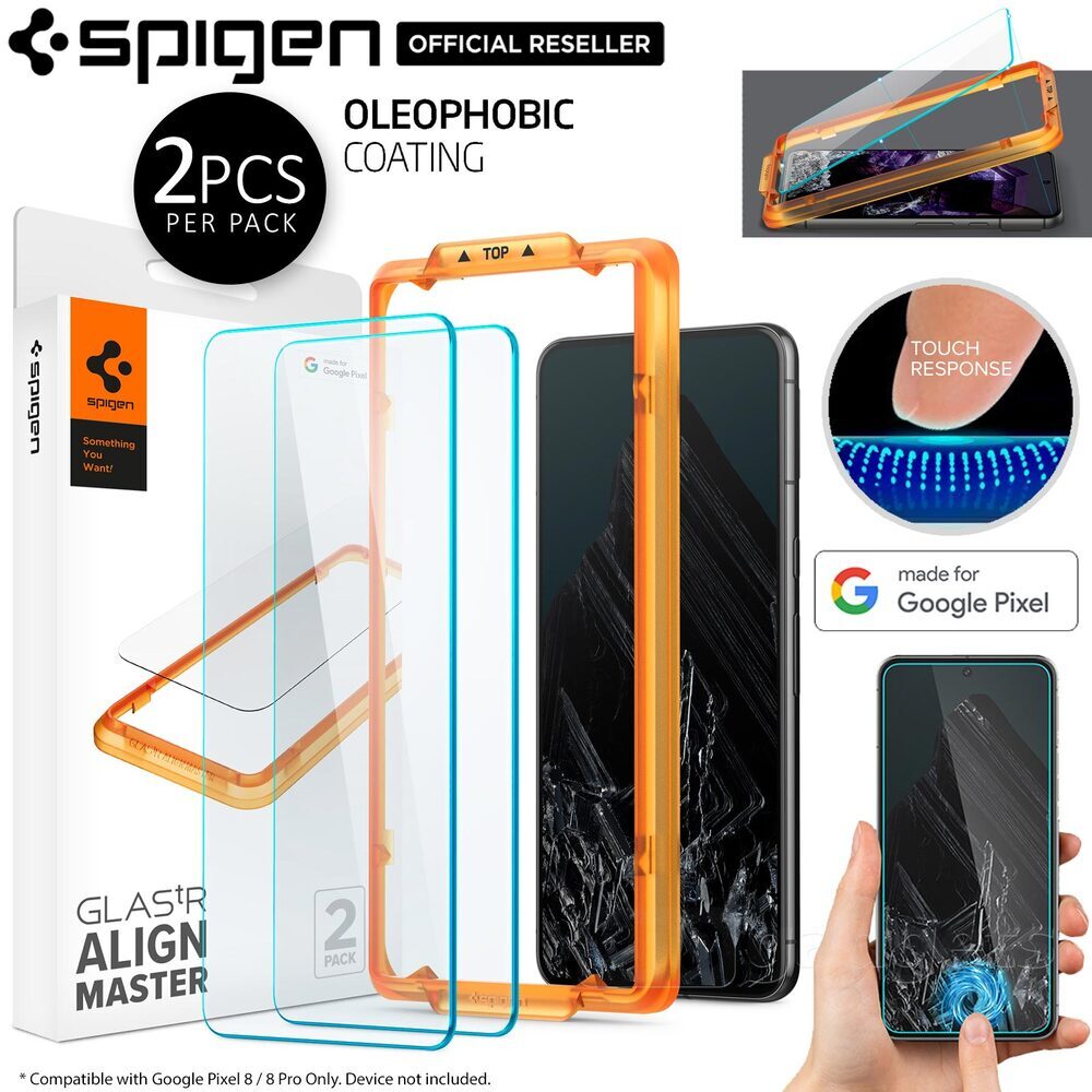 Spigen GLAS.tR AlignMaster Google Pixel 8 Pro Clear [2 PACK]